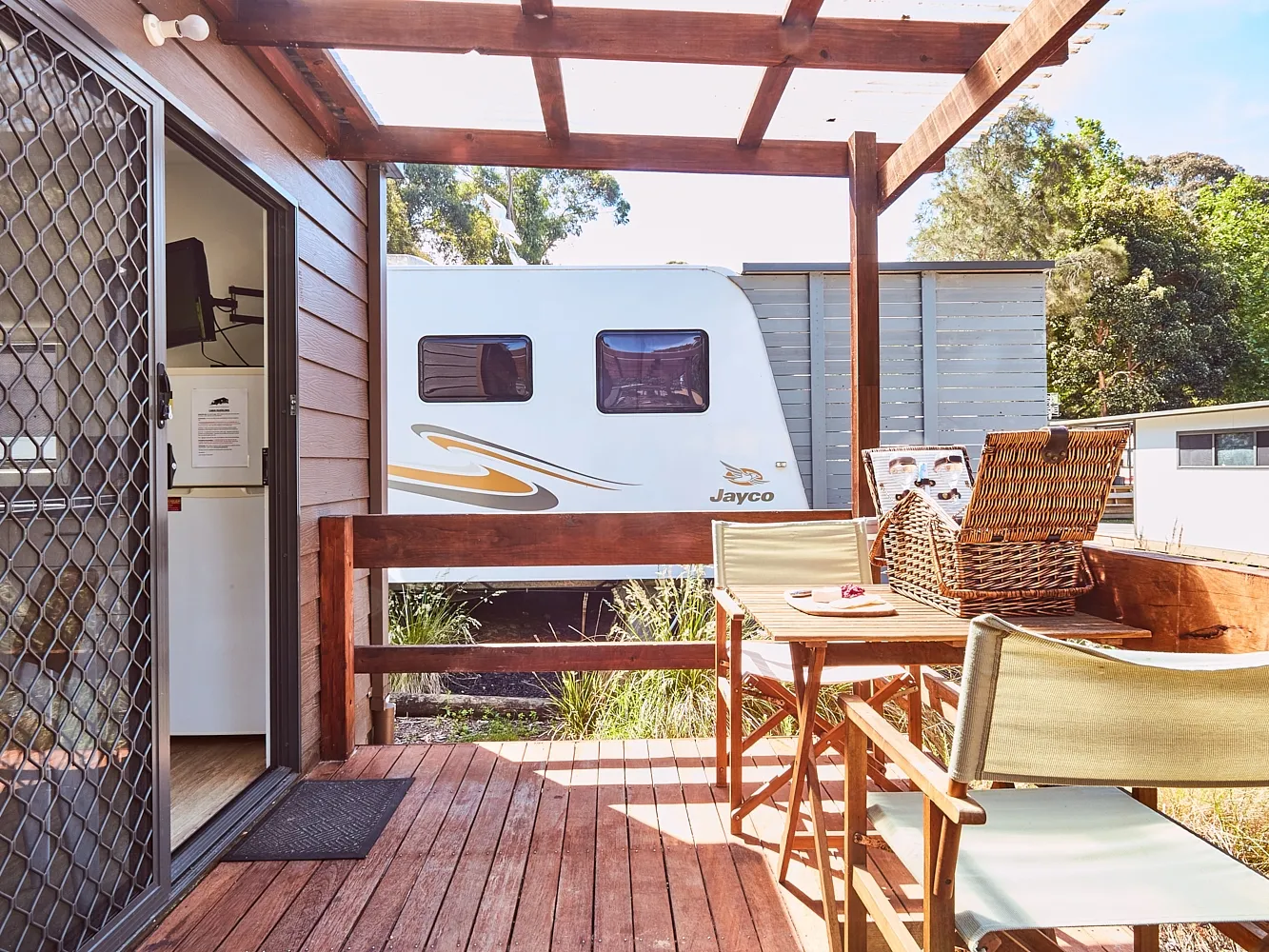 Deck with outdoor furniture