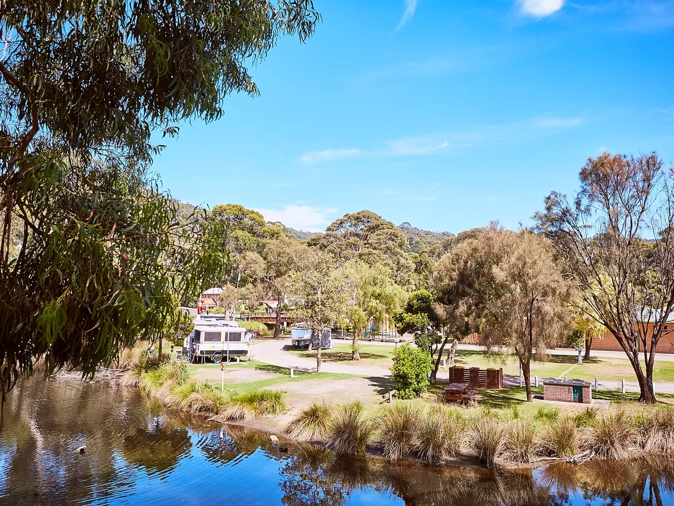 BBQs and river in Eskine Park